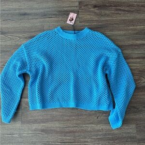 Blue mesh sweater